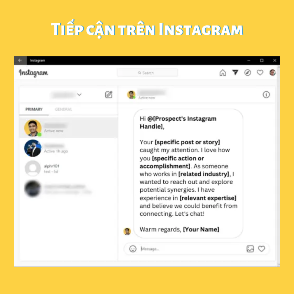 Kịch bản mẫu để tiếp cận đối tượng mục tiêu trên nền tảng Instagram